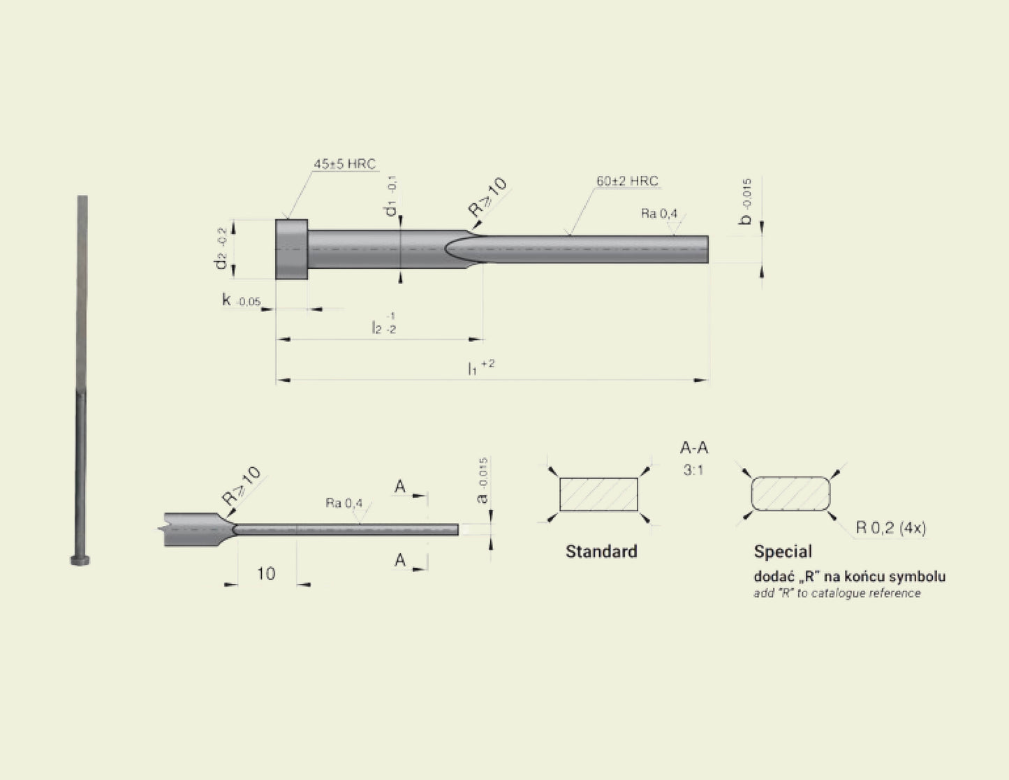 Herdet bladutstøter 1,0 X 4,5 X 100 (32151-1.0 X 4,5 X 100)