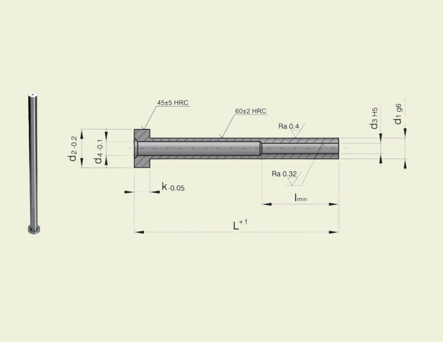 Ustøter herdet dia 3.0mm x 200mm (WH-030200)