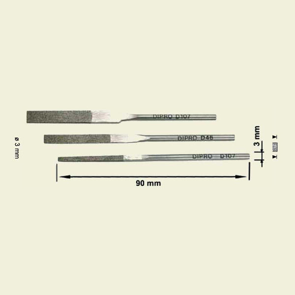 Konisk diamant maskin fil. 2,5x1,6mm, 90mm lengde  (DLM-1-D46)
